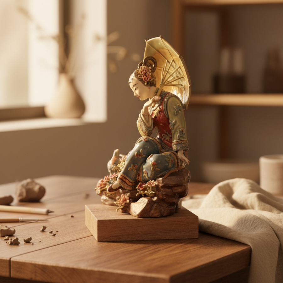 Graceful Lady Ceramic Ornament (美丽女子陶瓷摆件)