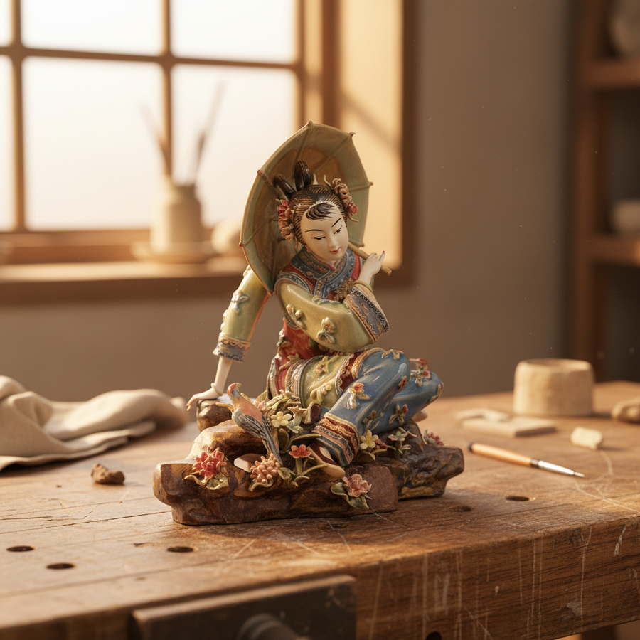 Graceful Lady Ceramic Ornament (美丽女子陶瓷摆件)