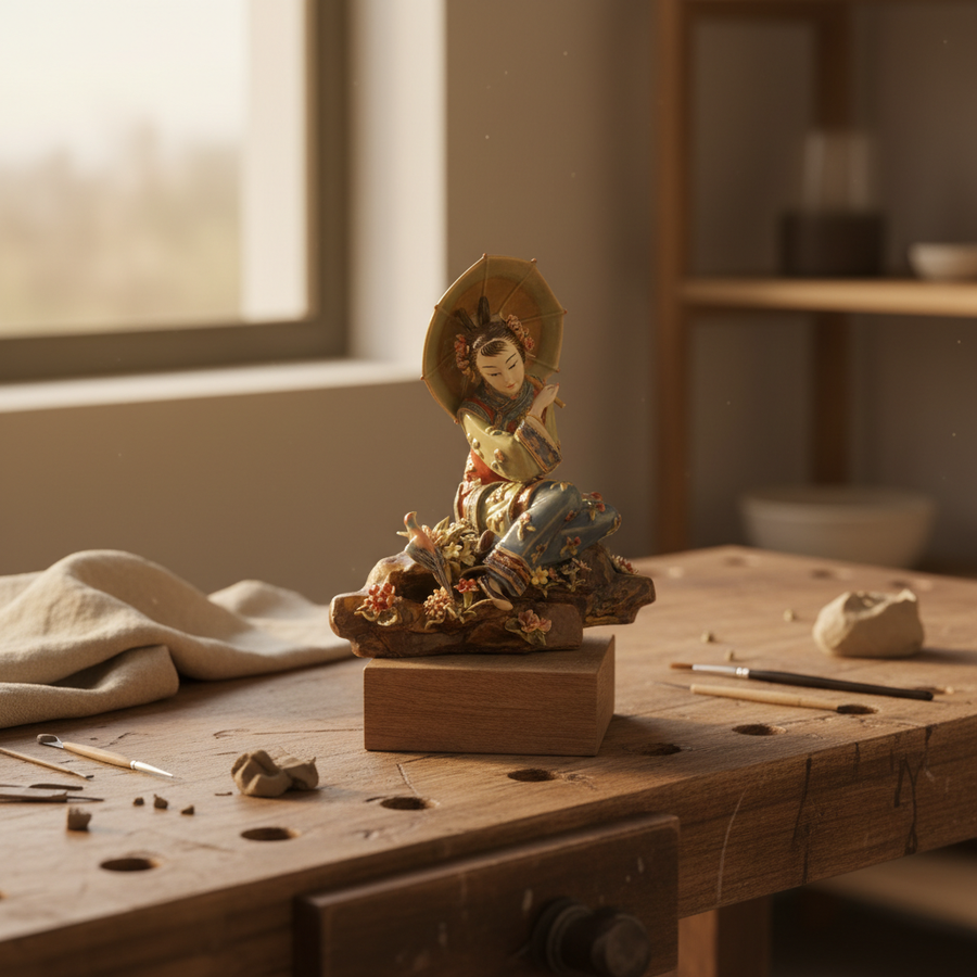 Graceful Lady Ceramic Ornament (美丽女子陶瓷摆件)